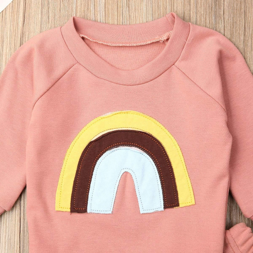 Newborn Baby Girls Clothes Cotton Suit Cute Baby Kid Infant Toddler Play Wear Rainbow Outfits